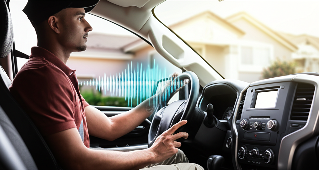 Field technician in vehicle making a call to reschedule appointment